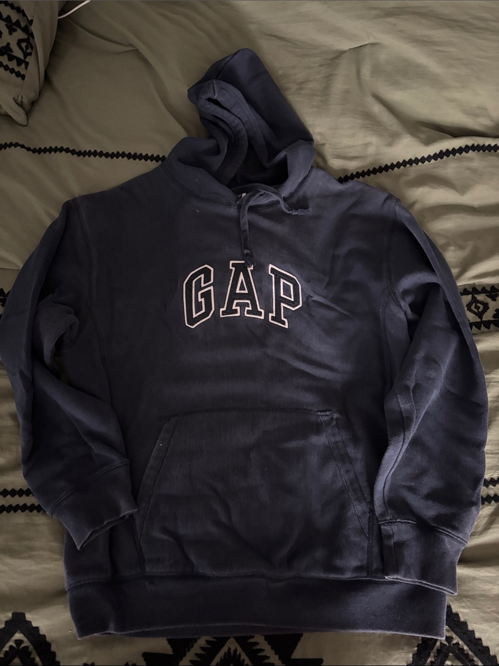 GAP Men's Navy Crewneck Hoodie with Embroidered Logo